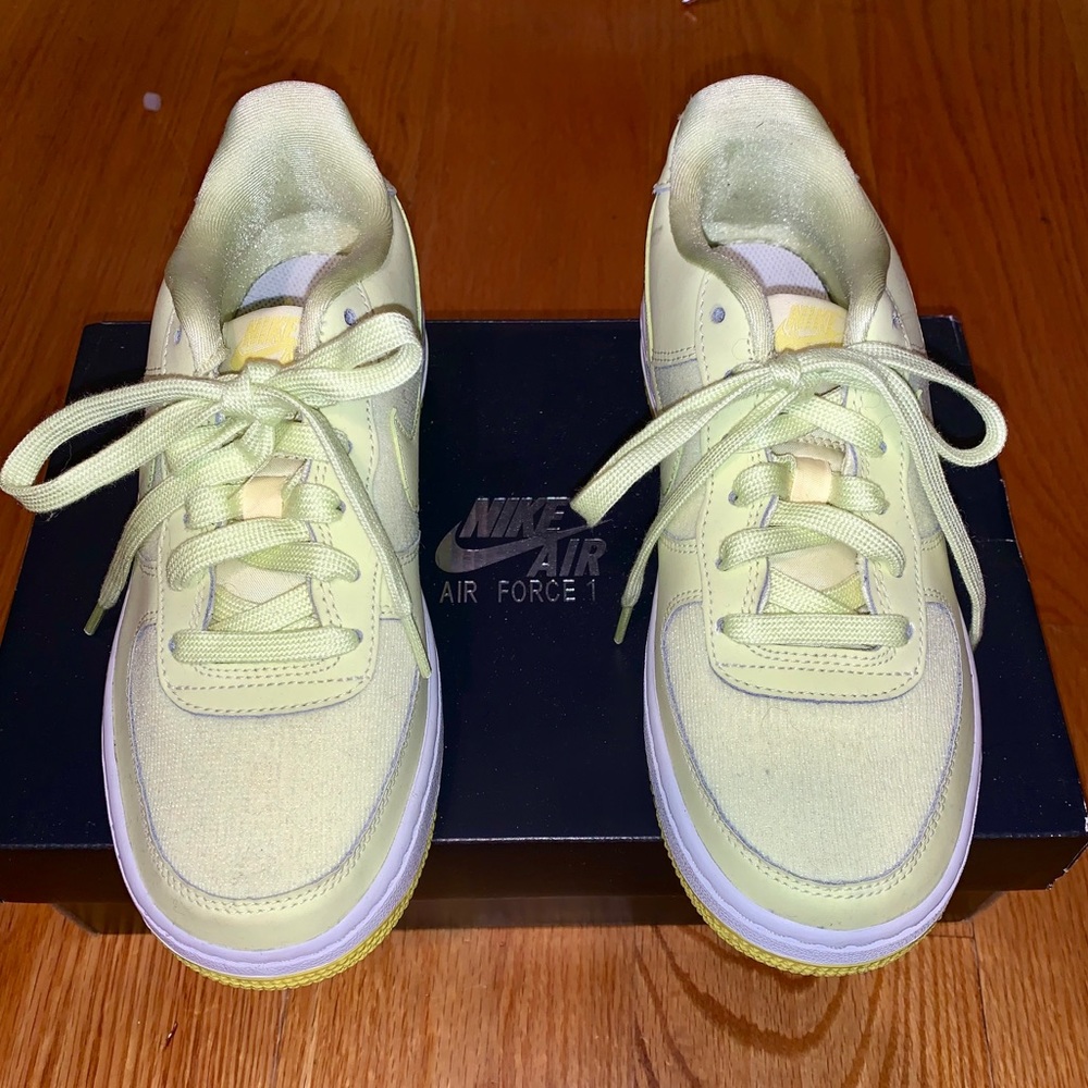 Nike Air Force 1’s in neon yellow